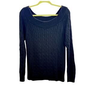 Lauren Ralph Lauren Black Wide Scoop Neck Sweater Large